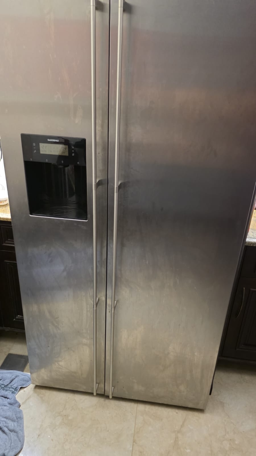 Side-by-side refrigerator with through-door dispenser attended in the UAE
